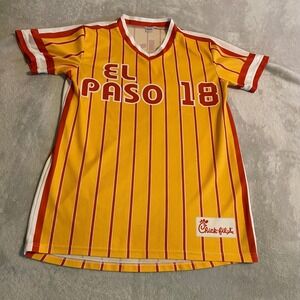 Chick-fil-A El Paso Diablos 18 Baseball Jersey Mens Medium Yellow Streetwear